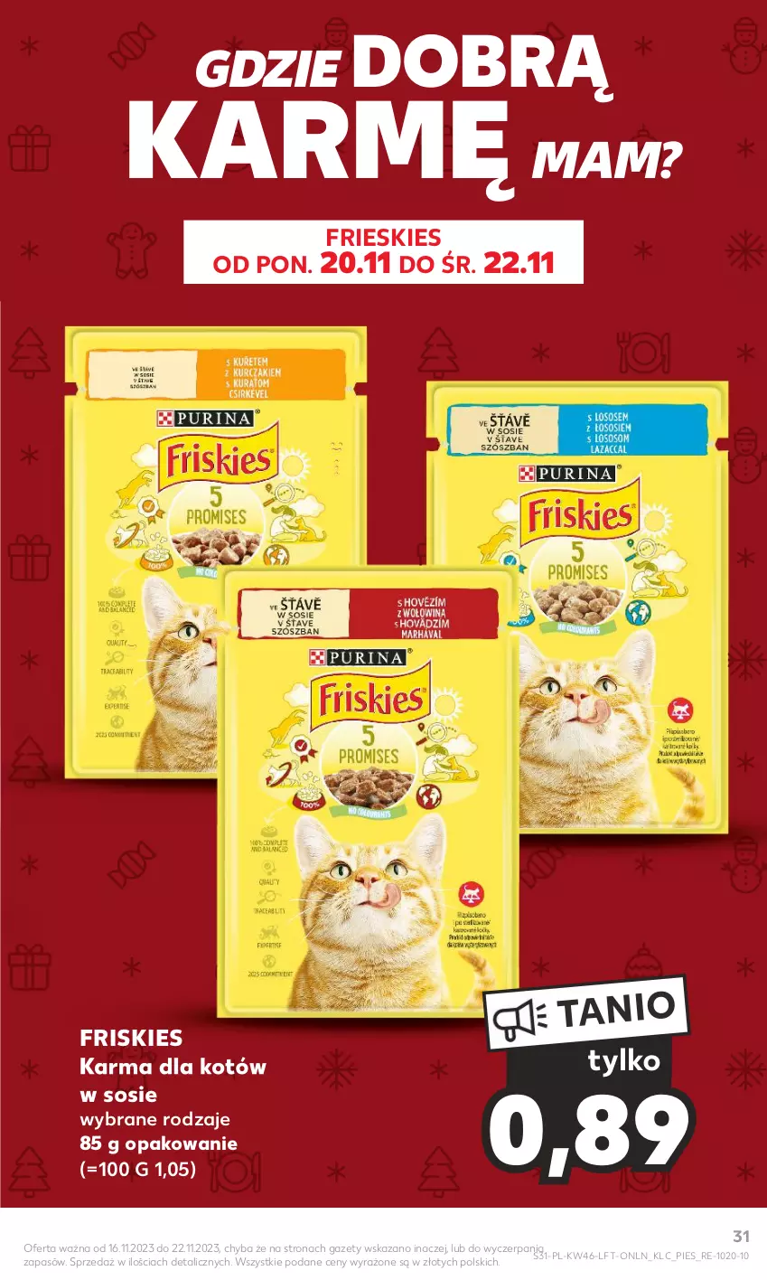 Gazetka promocyjna Kaufland - Gazetka tygodnia - ważna 16.11 do 22.11.2023 - strona 31 - produkty: Friskies, Sos