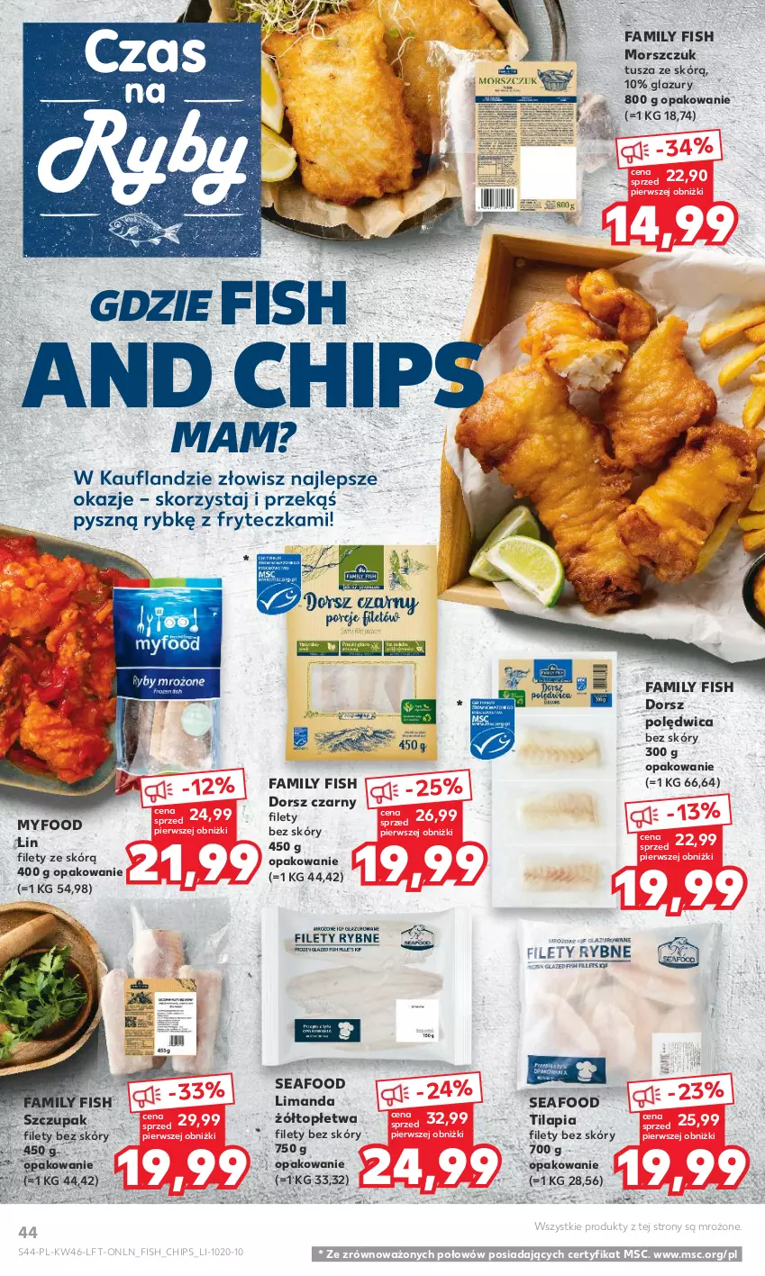 Gazetka promocyjna Kaufland - Gazetka tygodnia - ważna 16.11 do 22.11.2023 - strona 44 - produkty: Dorsz, Fa, Lazur, Polędwica, Tilapia, Top, Tusz, Zupa