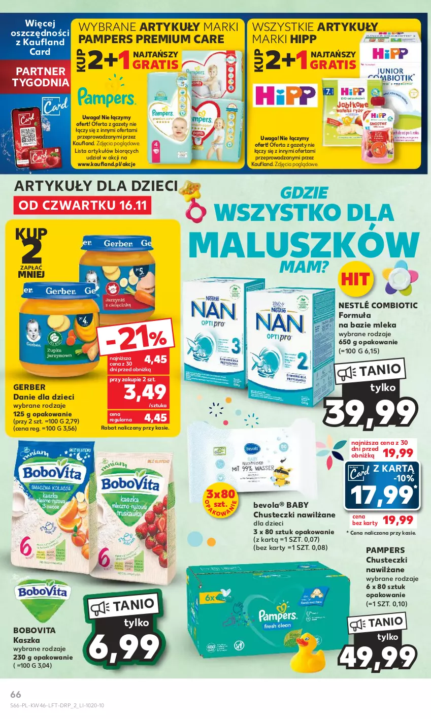 Gazetka promocyjna Kaufland - Gazetka tygodnia - ważna 16.11 do 22.11.2023 - strona 66 - produkty: BoboVita, Chusteczki, Danie dla dzieci, Dzieci, Gerber, Gra, HiPP, Nestlé, Pampers, Waga