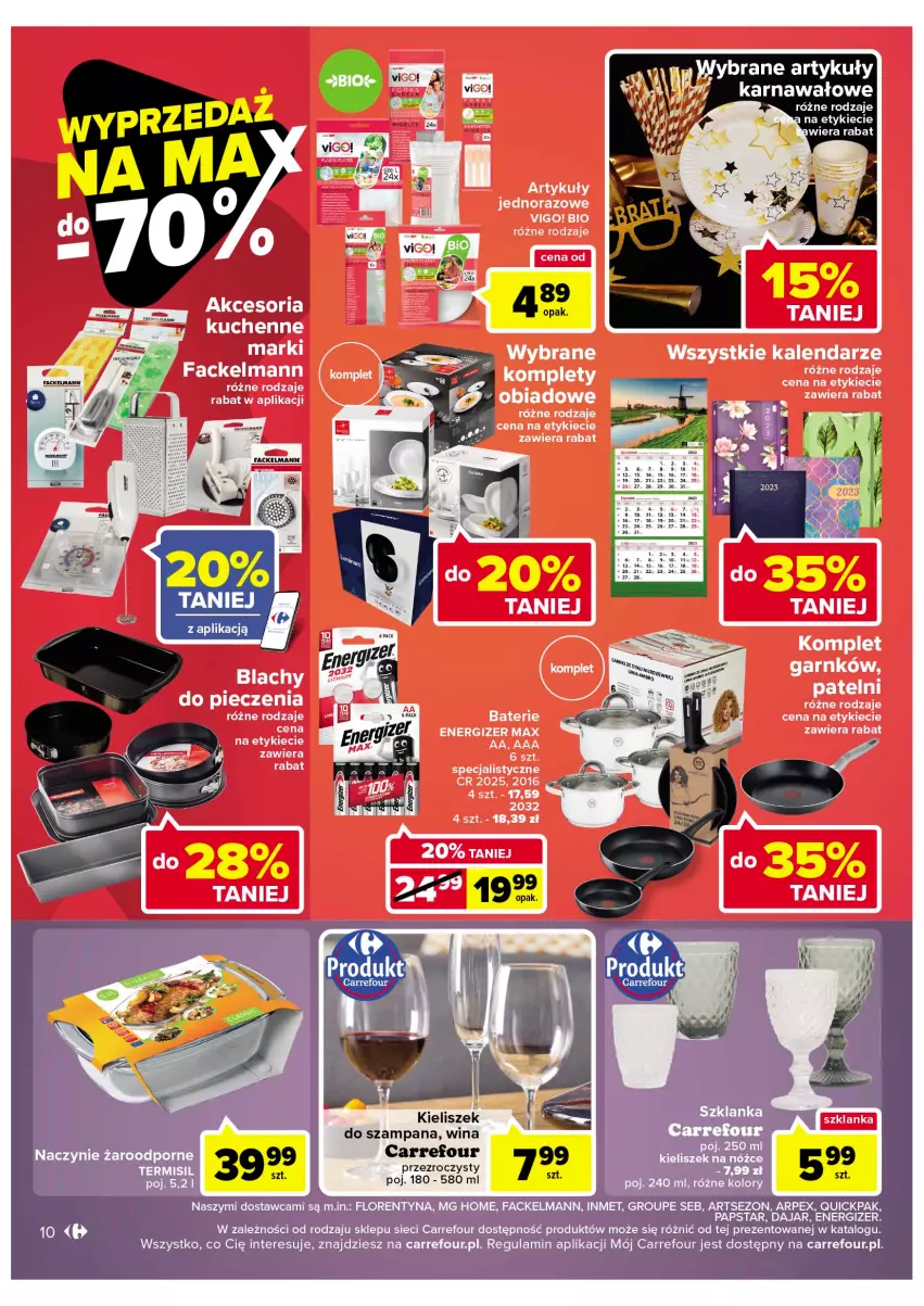 Gazetka promocyjna Carrefour - Gazetka Market - ważna 27.12 do 31.12.2022 - strona 10 - produkty: Energizer, Fa, Kieliszek, Naczynie żaroodporne, Por, Szklanka