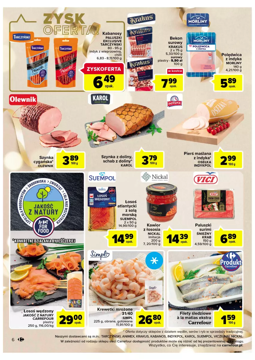 Gazetka promocyjna Carrefour - Gazetka Market - ważna 27.12 do 31.12.2022 - strona 6 - produkty: Beko, Kabanos, Kawior, Krakus, Krewetki, LANA, Morliny, Olewnik, Polędwica, Ser, Sos, Suempol, Surimi, Szynka, Szynka cygańska, Tarczyński