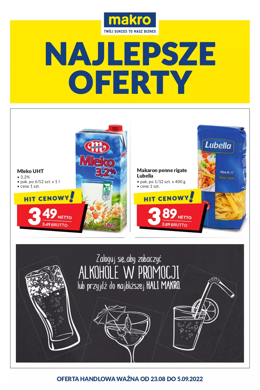 Gazetka promocyjna Makro - [Oferta promocyjna] Artykuły spożywcze i przemysłowe - ważna 23.08 do 04.09.2022 - strona 1 - produkty: Bell, Bella, Lubella, Makaron, Mleko, Penne