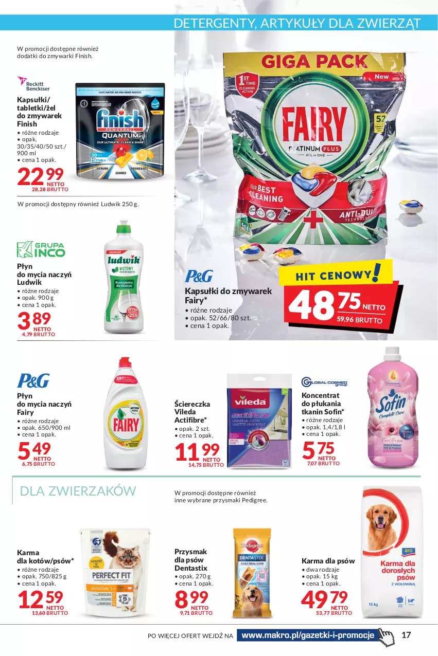 Gazetka promocyjna Makro - [Oferta promocyjna] Artykuły spożywcze i przemysłowe - ważna 23.08 do 04.09.2022 - strona 17 - produkty: Do mycia naczyń, Fa, Fairy, Finish, Ludwik, Pedigree, Płyn do mycia, Płyn do mycia naczyń, Przysmaki, Tablet, Vileda, Zmywarki