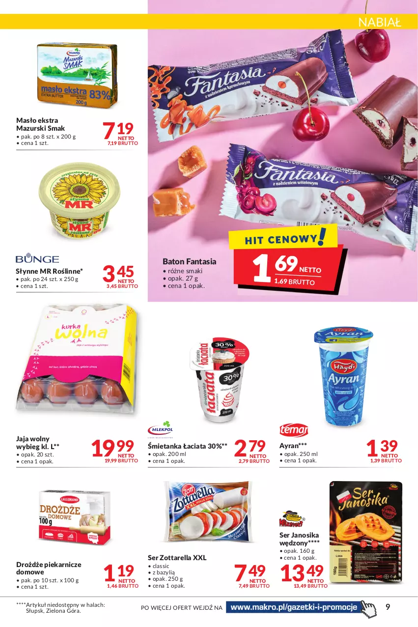 Gazetka promocyjna Makro - [Oferta promocyjna] Artykuły spożywcze i przemysłowe - ważna 23.08 do 04.09.2022 - strona 9 - produkty: Baton, Bazyl, Drożdże, Fa, Fanta, Jaja, Masło, Ser, Słynne, Słynne MR Roślinne, Zott, Zottarella