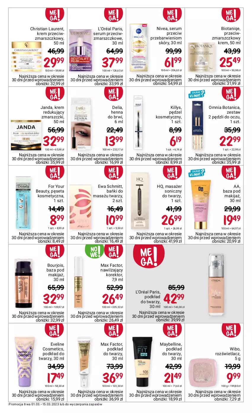 Gazetka promocyjna Rossmann - 1 marca - ważna 01.03 do 15.03.2023 - strona 6 - produkty: Bell, Bourjois, Eveline, Ewa Schmitt, Fa, For Your Beauty, Killys, Krem przeciwzmarszczkowy, L’Oréal, Laur, Makijaż, Mars, Masażer, Max Factor, Maybelline, Nivea, Pęseta, Podkład, Podkład do twarzy, Rozświetlacz, Rum, Ser, Serum, Wibo