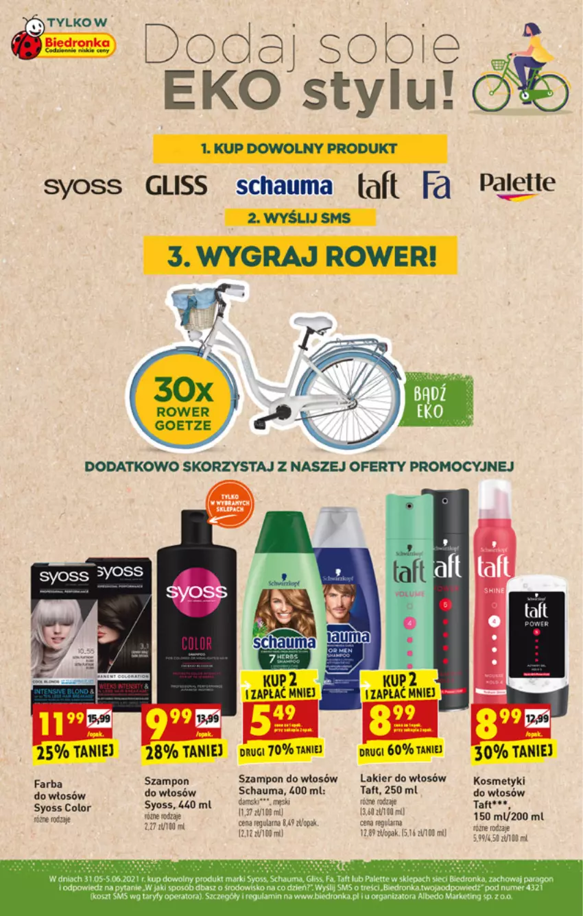 Gazetka promocyjna Biedronka - W tym tygodniu - ważna 31.05 do 05.06.2021 - strona 53 - produkty: Dron, Fa, Gra, Lakier, Lakier do włosów, Palette, Rower, Schauma, Syoss, Szampon, Taft