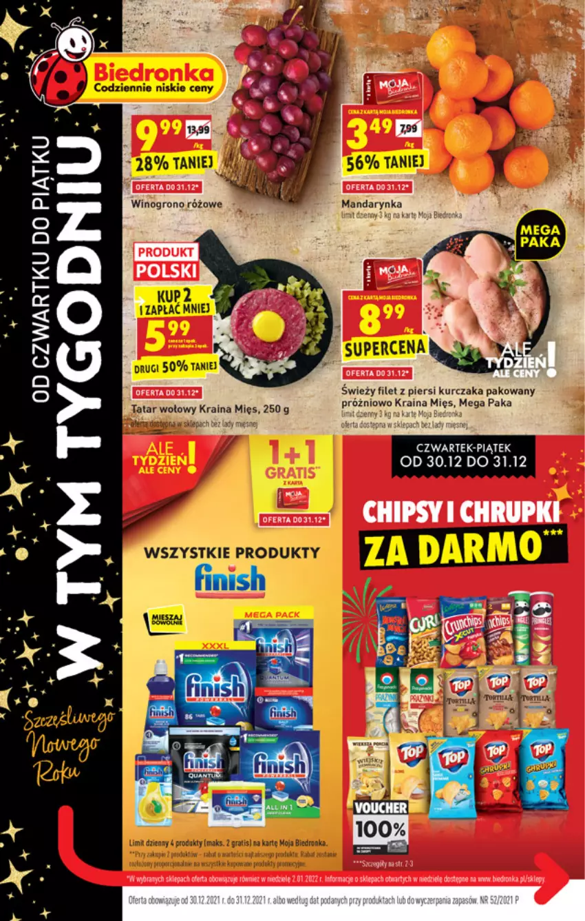 Gazetka promocyjna Biedronka - W tym tygodniu - ważna 30.12 do 31.12.2021 - strona 1 - produkty: Dron, Fa, Filet z piersi kurczaka, Finish, Gra, Kurczak, Tatar wołowy, Wino