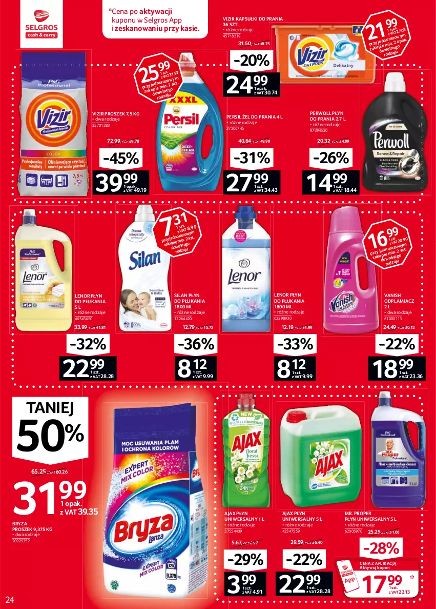 Gazetka promocyjna Selgros - Oferta spożywcza - ważna 04.02 do 17.02.2021 - strona 24 - produkty: Ajax, Bryza, Kapsułki do prania, Lenor, LG, Mr. Proper, Odplamiacz, Persil, Perwoll, Płyn do płukania, Płyn do prania, Silan, Vanish, Vizir