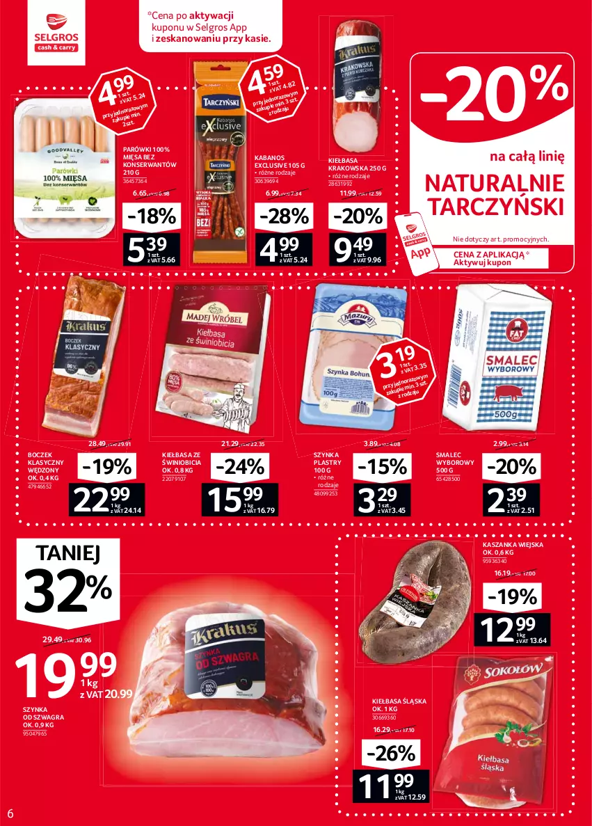 Gazetka promocyjna Selgros - Oferta spożywcza - ważna 04.02 do 17.02.2021 - strona 6 - produkty: BIC, Boczek, Gra, Kabanos, Kasza, Kaszanka, Kiełbasa, Kiełbasa krakowska, Kiełbasa śląska, LG, Parówki, Ser, Smalec, Szynka, Tarczyński