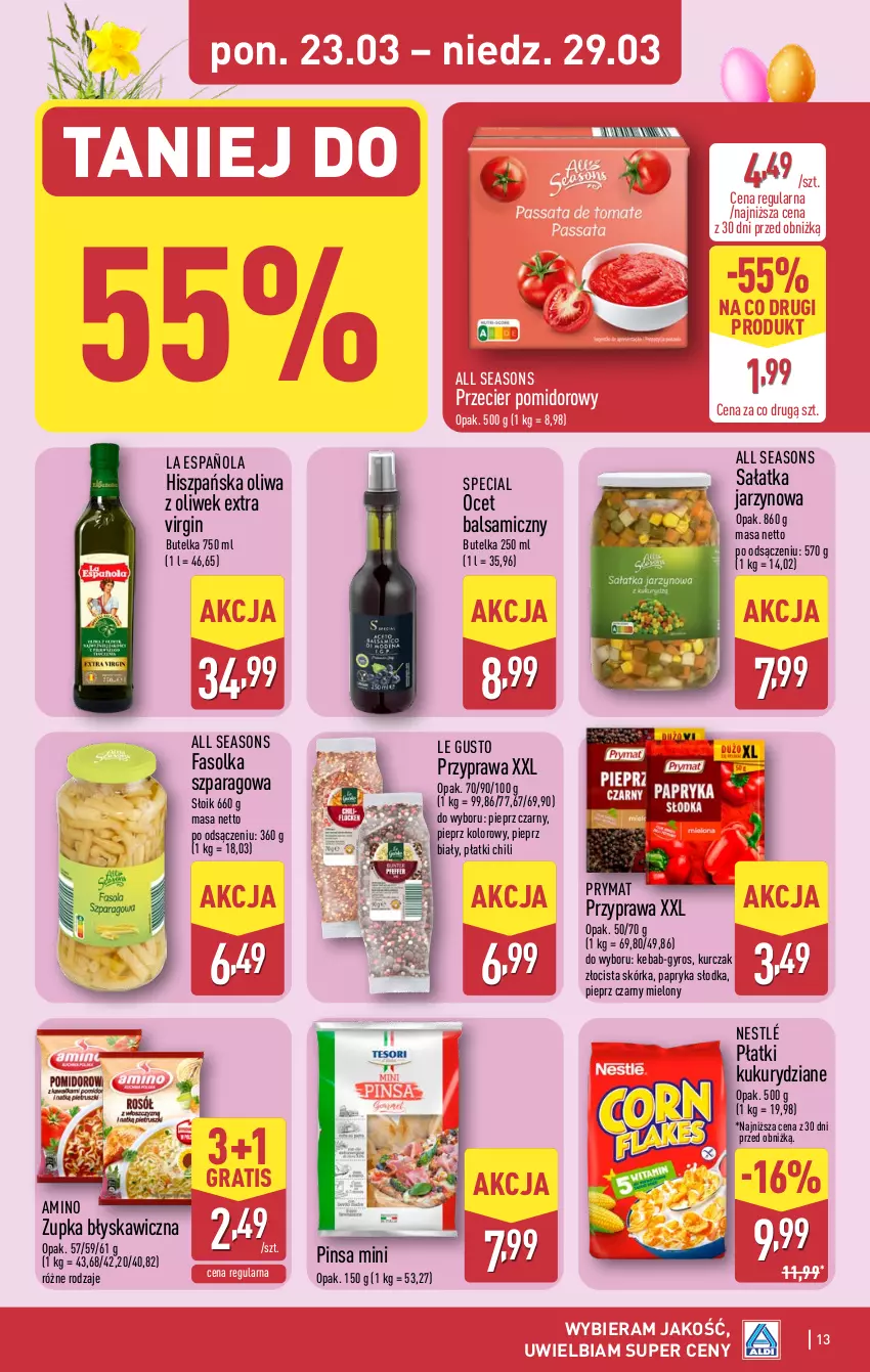 Gazetka promocyjna Aldi - Pełna oferta - ważna 23.03 do 29.03.2026 - strona 13 - produkty: All Seasons, Fa, Gin, Gra, Gyros, Kebab, Kurczak, Nestlé, Ocet, Ocet balsamiczny, Oliwa z oliwek, Papryka, Papryka słodka, Pieprz, Prymat, Sałat, Sałatka