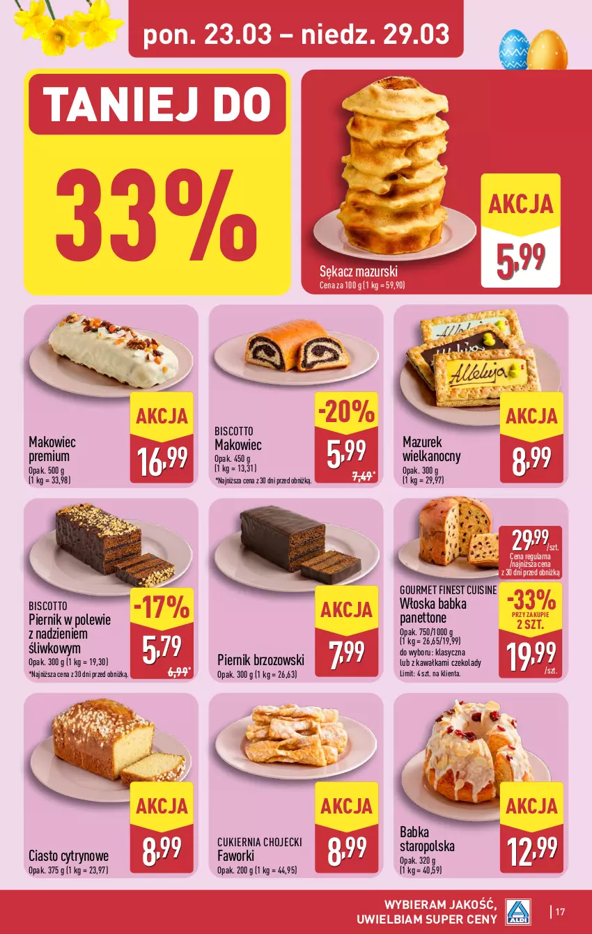 Gazetka promocyjna Aldi - Pełna oferta - ważna 23.03 do 29.03.2026 - strona 17 - produkty: Babka, Cukier, Fa, Faworki, Kawa, Makowiec, Piernik, Sękacz