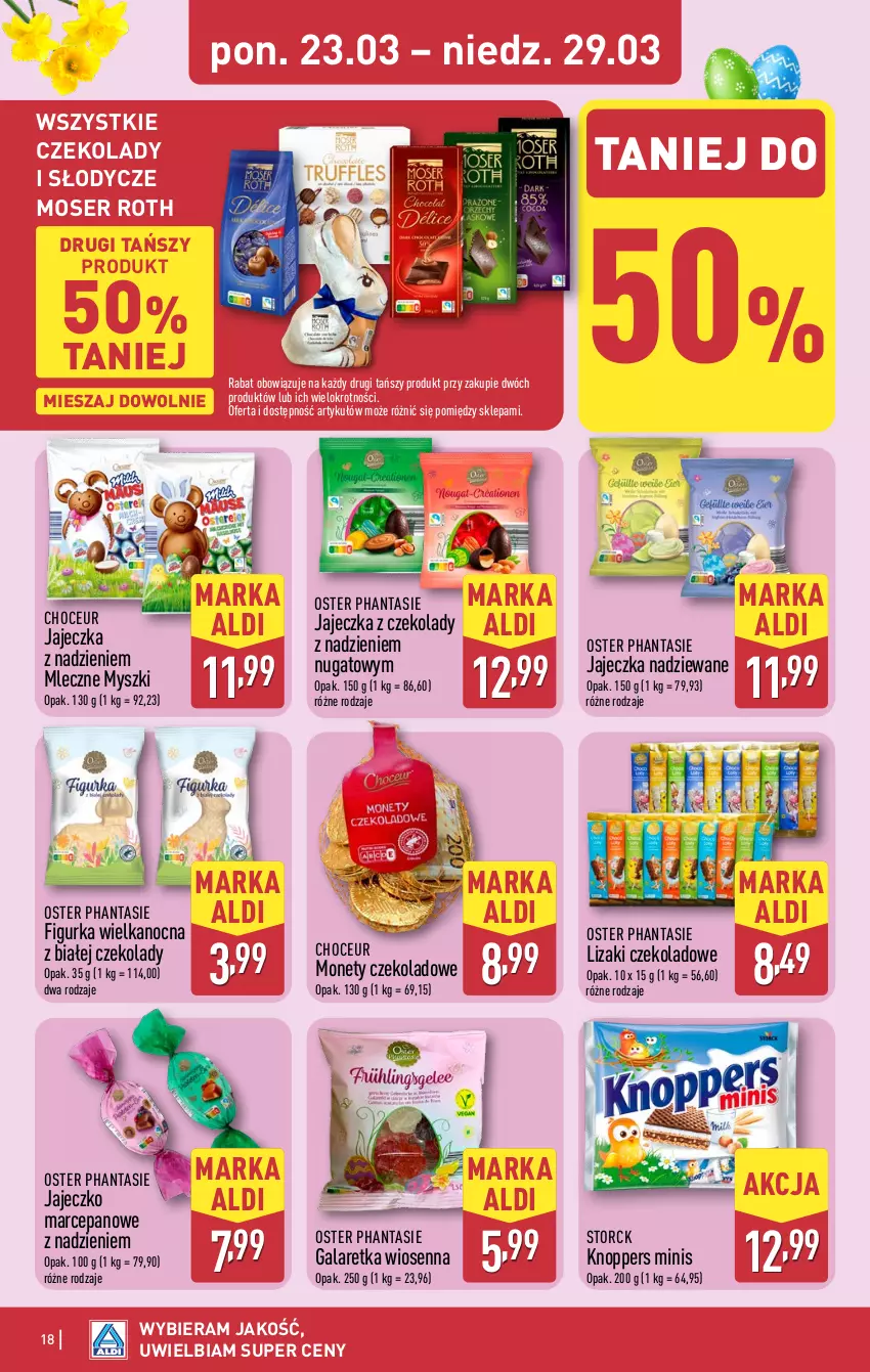 Gazetka promocyjna Aldi - Pełna oferta - ważna 23.03 do 29.03.2026 - strona 18 - produkty: Gala, Galaretka, Knoppers, Lizaki, Lizaki czekoladowe, Moser Roth, Mysz, Ser