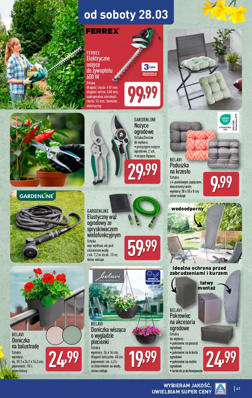 Gazetka promocyjna Aldi - Pełna oferta - ważna 23.03 do 29.03.2026 - strona 41 - produkty: Krzesło, Meble, Mule, Noż, Nożyce, Parasol, Poduszka, Pokrowiec, Por, Torba