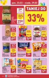 Gazetka promocyjna Aldi - Pełna oferta - Gazetka - ważna od 29.03 do 29.03.2026 - strona 20 - produkty: Nutella, Kawa rozpuszczalna, Kawa ziarnista, Krem pistacjowy, Beskidzki, Chipsy, Kawa, Herbata czarna, Sanki, Bajgle, Toffifee, Ferrero, Delicje, Lavazza, Jacobs, Herbata, Kokos