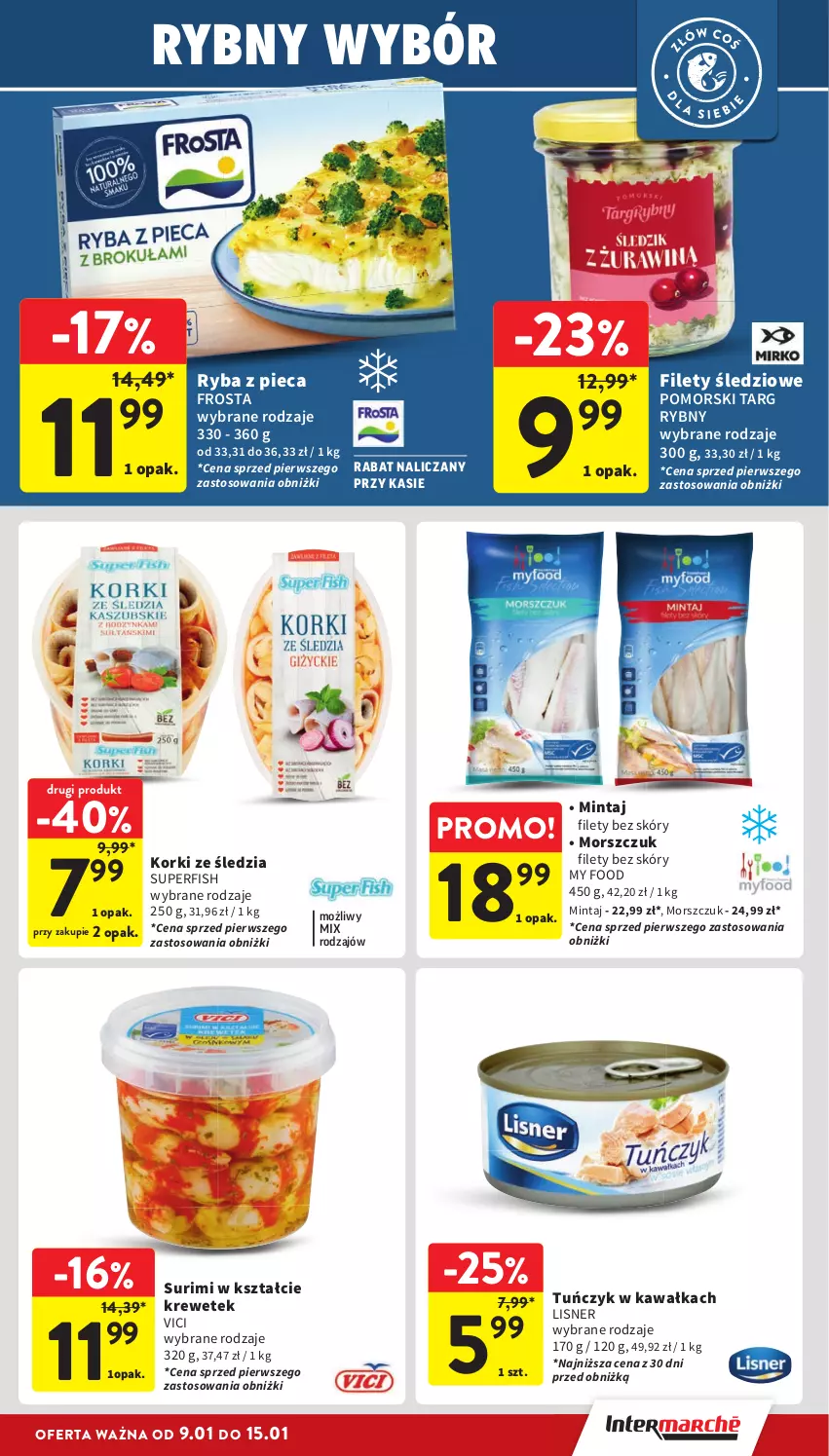 Gazetka promocyjna Intermarche - Gazetka Intermarche - ważna 09.01 do 15.01.2025 - strona 19 - produkty: Frosta, Kawa, Lisner, Mintaj, Piec, Ryba, Surimi, Tuńczyk