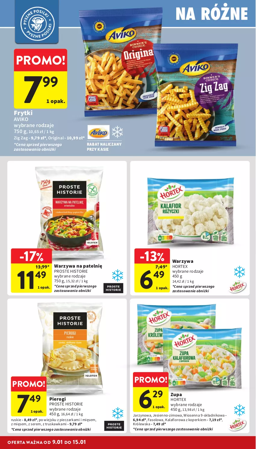 Gazetka promocyjna Intermarche - Gazetka Intermarche - ważna 09.01 do 15.01.2025 - strona 20 - produkty: Fa, Frytki, Gin, Hortex, Kalafior, Piec, Pieczarka, Pierogi, Ser, Warzywa, Zupa