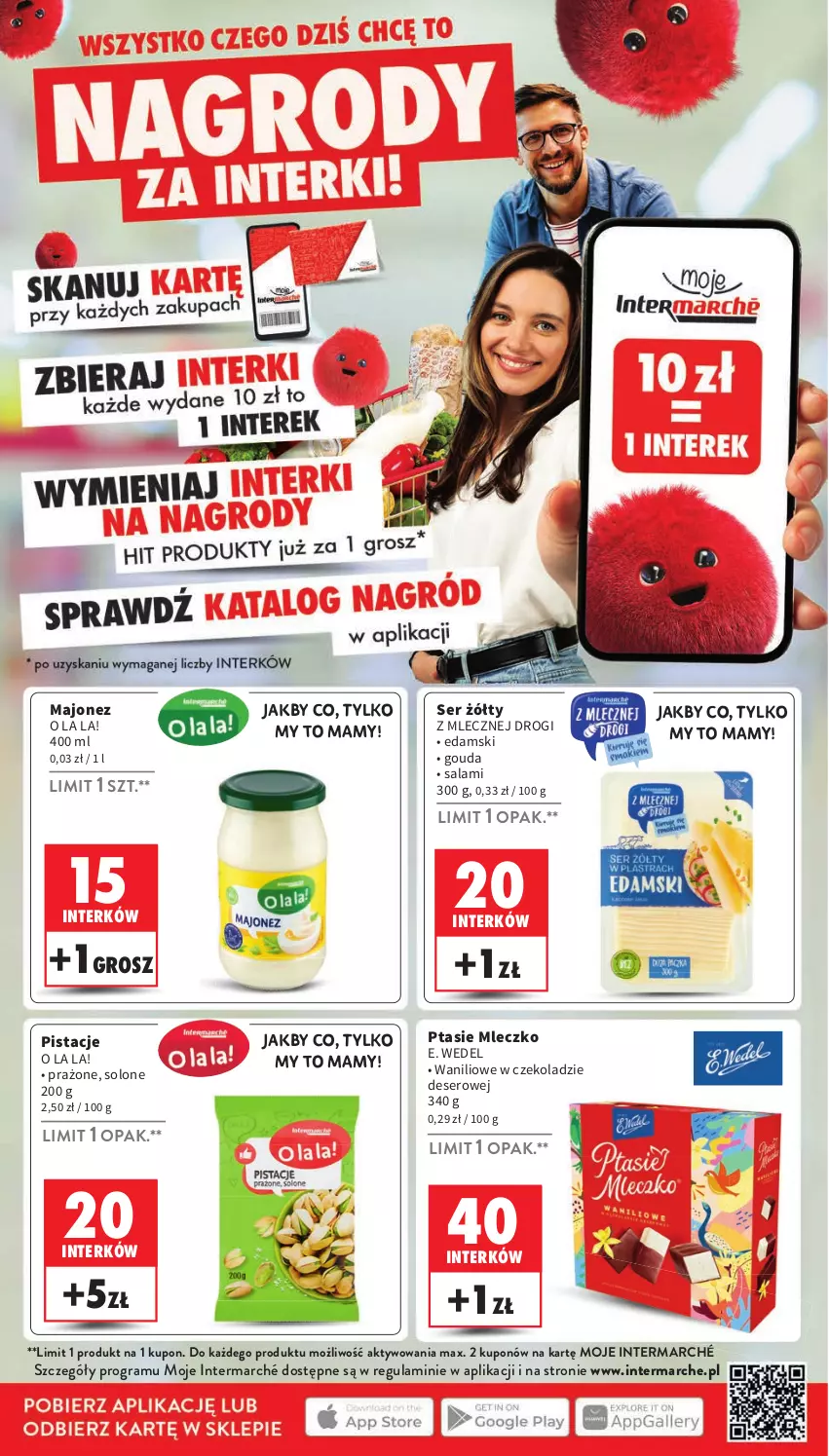 Gazetka promocyjna Intermarche - Gazetka Intermarche - ważna 09.01 do 15.01.2025 - strona 24 - produkty: Deser, E. Wedel, Edam, Gouda, Gra, Majonez, Mleczko, Pistacje, Ptasie mleczko, Salami, Ser