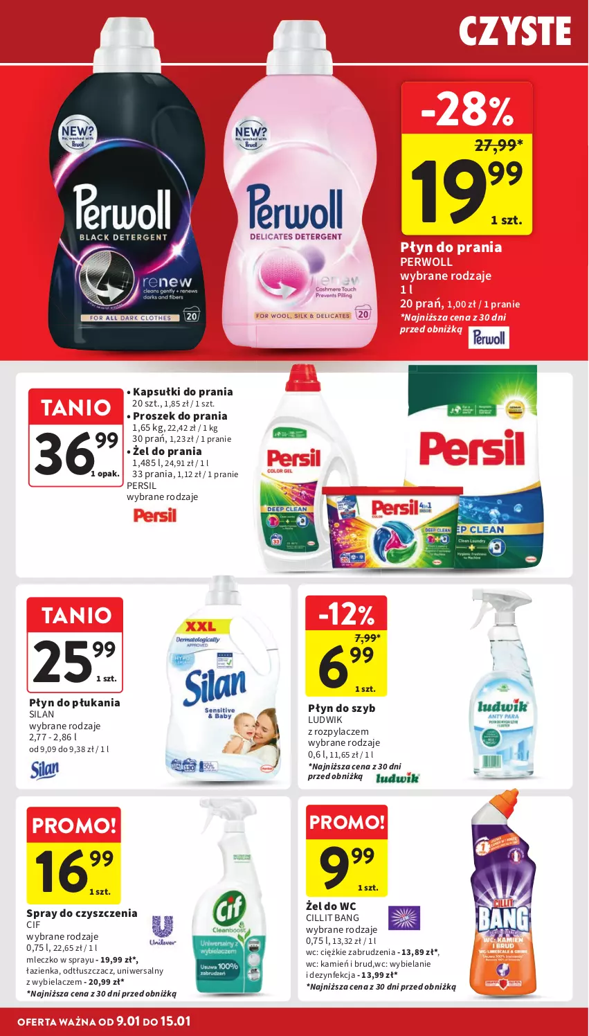 Gazetka promocyjna Intermarche - Gazetka Intermarche - ważna 09.01 do 15.01.2025 - strona 36 - produkty: Cif, Cillit Bang, Dezynfekcja, Kapsułki do prania, Ludwik, Mleczko, Odtłuszczacz, Persil, Perwoll, Płyn do płukania, Płyn do prania, Płyn do szyb, Proszek do prania, Silan, Spray do czyszczenia