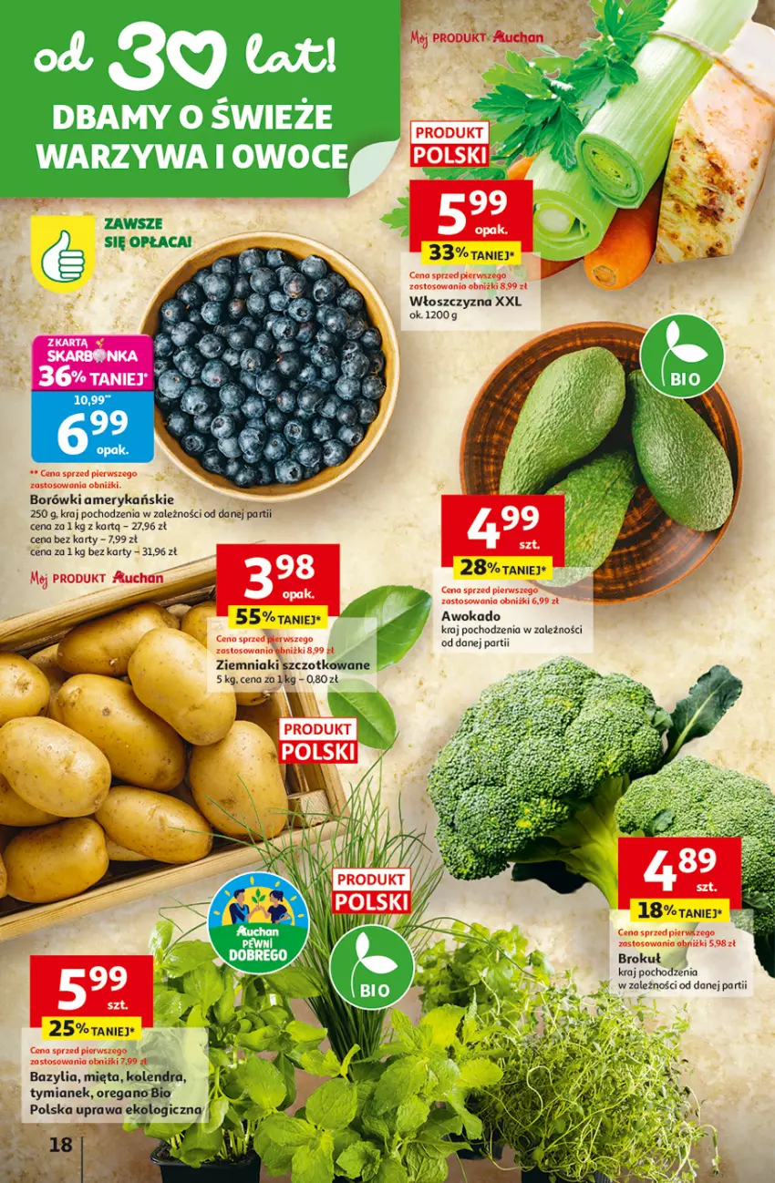 Gazetka promocyjna Auchan - Gazetka 30 Lat Hipermarket Auchan - ważna 15.01 do 21.01.2026 - strona 18 - produkty: Bazyl, Bazylia, Kolendra, Mięta, Ziemniaki