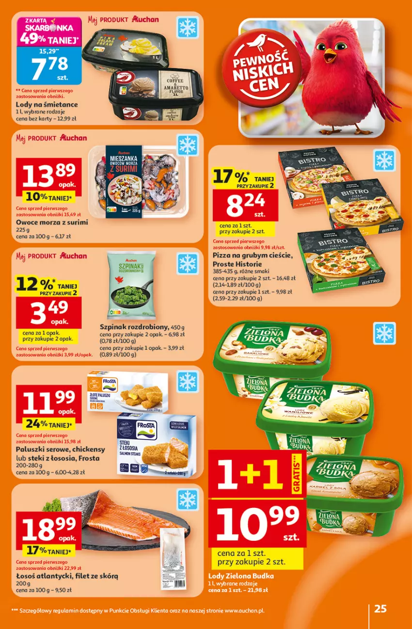 Gazetka promocyjna Auchan - Gazetka 30 Lat Hipermarket Auchan - ważna 15.01 do 21.01.2026 - strona 25 - produkty: Frosta, Lody, Pizza, Ser, Sos, Stek, Szpinak