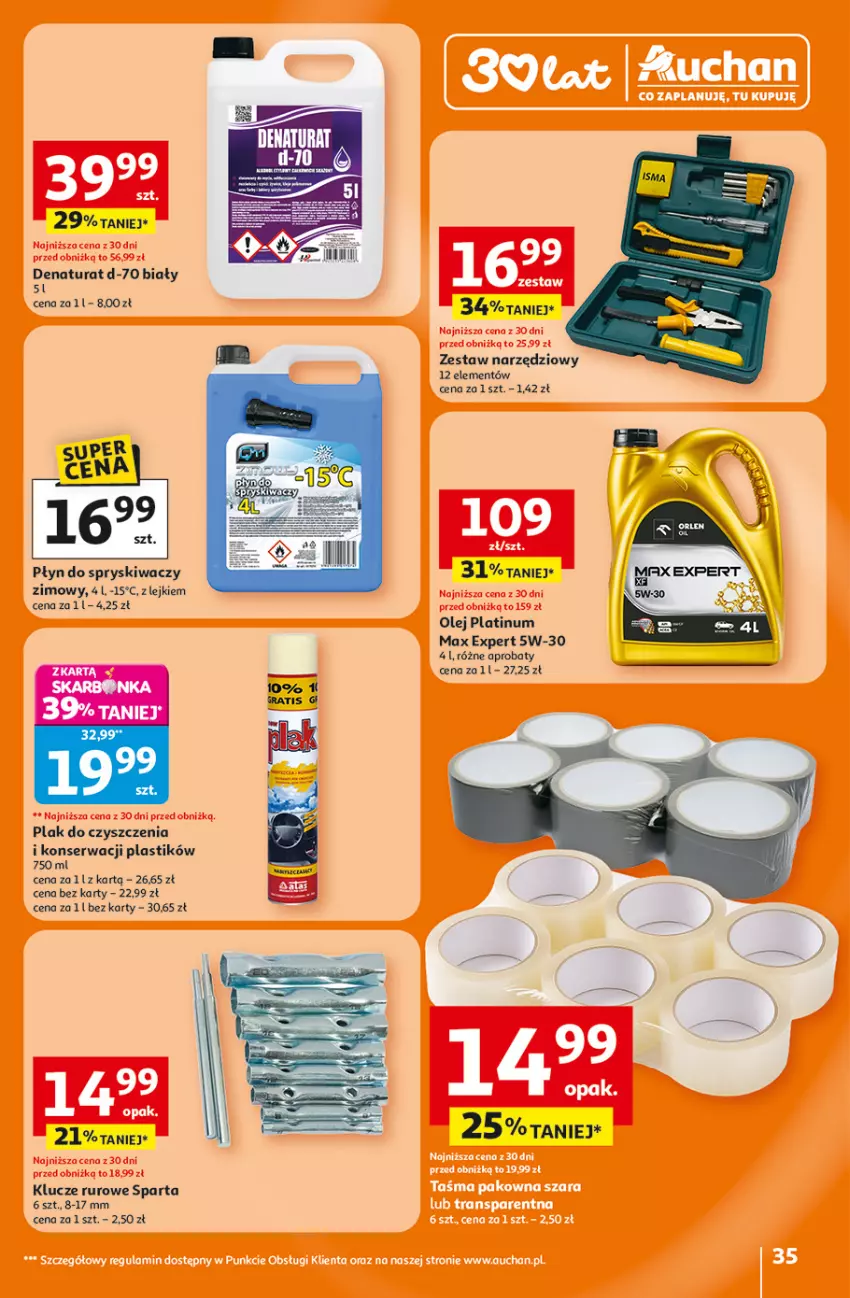 Gazetka promocyjna Auchan - Gazetka 30 Lat Hipermarket Auchan - ważna 15.01 do 21.01.2026 - strona 35 - produkty: Olej, Płyn do spryskiwaczy, Ser, Zestaw narzędzi