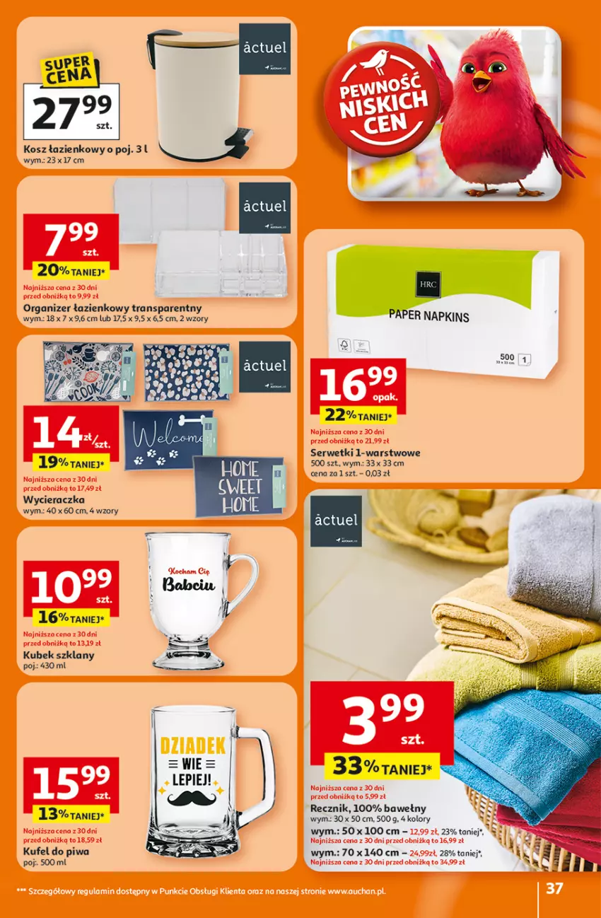 Gazetka promocyjna Auchan - Gazetka 30 Lat Hipermarket Auchan - ważna 15.01 do 21.01.2026 - strona 37 - produkty: Kosz, Kosz łazienkowy, Kubek, Organizer, Piwa, Ser, Serwetki, Tran, Wycieraczka