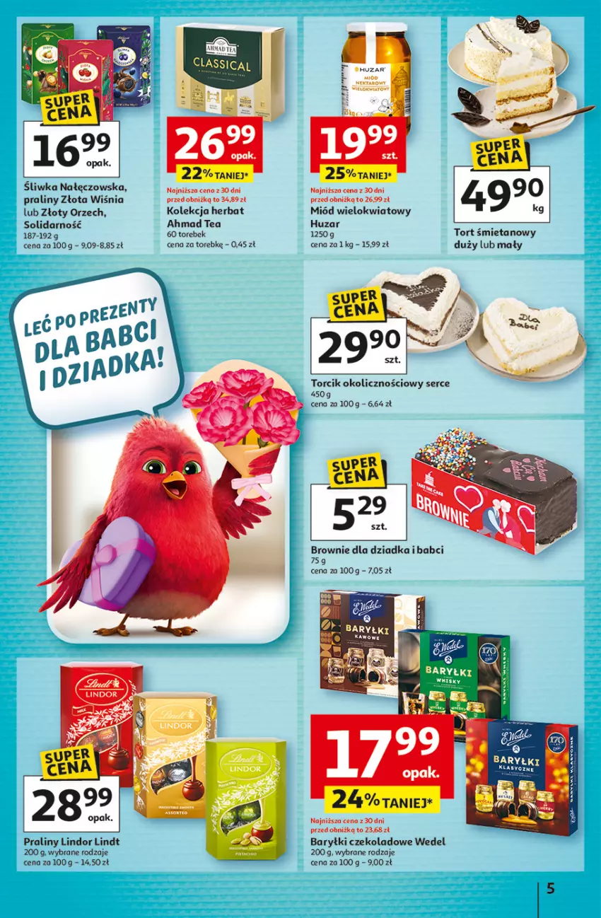 Gazetka promocyjna Auchan - Gazetka 30 Lat Hipermarket Auchan - ważna 15.01 do 21.01.2026 - strona 5 - produkty: Baryłki, Brownie, Lindor, Lindt, Miód, Praliny, Ser, Tort śmietanowy
