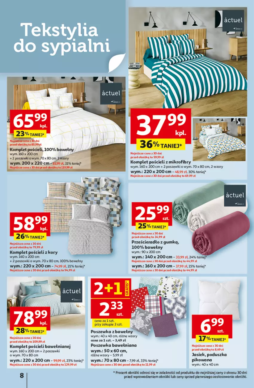 Gazetka promocyjna Auchan - Gazetka 30 Lat Hipermarket Auchan - ważna 15.01 do 21.01.2026 - strona 8 - produkty: Komplet pościeli, Poduszka, Pościel, Poszewka, Prześcieradło