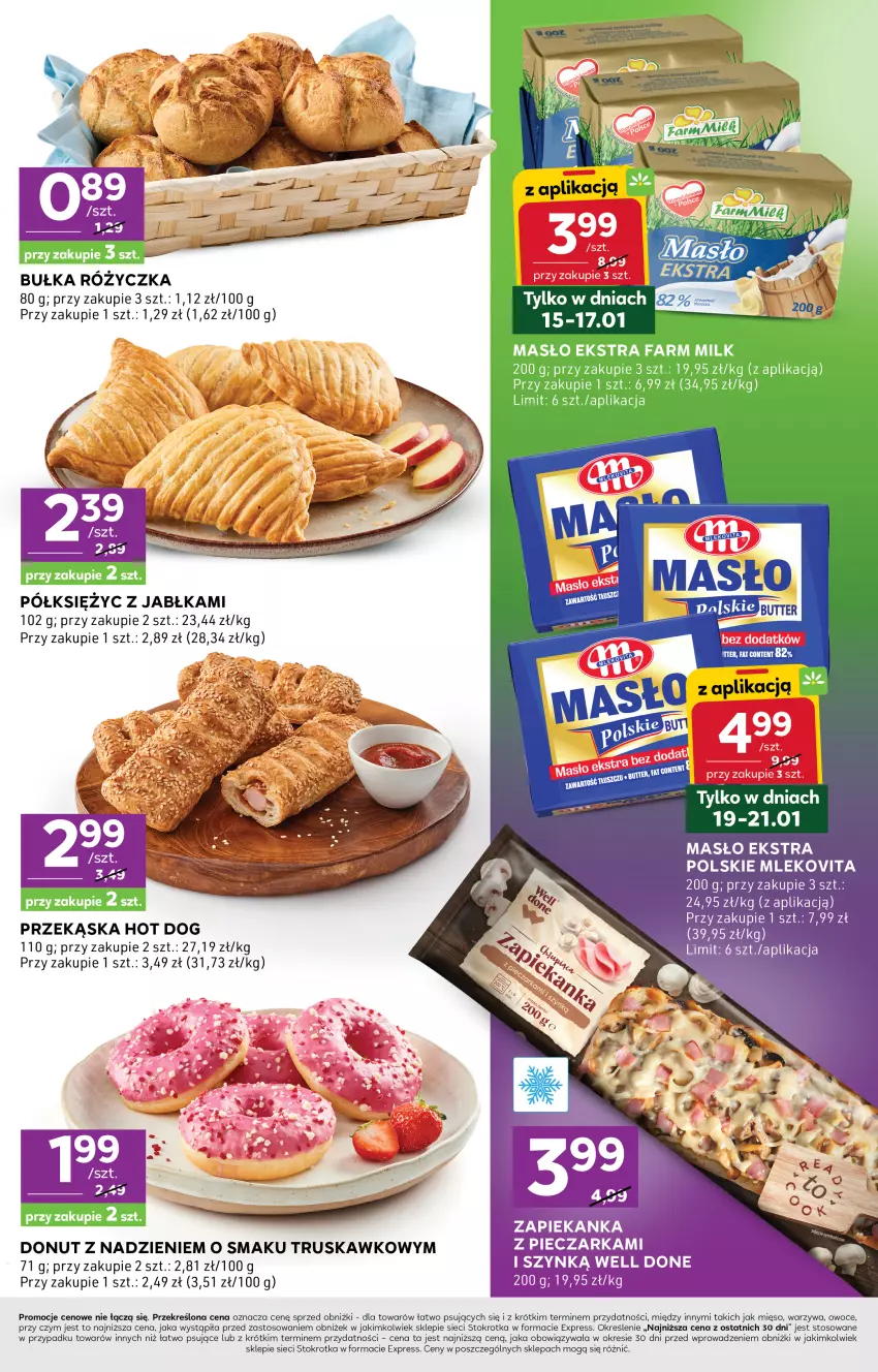 Gazetka promocyjna Stokrotka - Stokrotka Express - ważna 15.01 do 21.01.2026 - strona 3 - produkty: Bułka, Donut, Fa, Farm Milk, Jabłka, Masło, Mięso, Mleko, Mlekovita, Owoce, Piec, Pieczarka, Warzywa