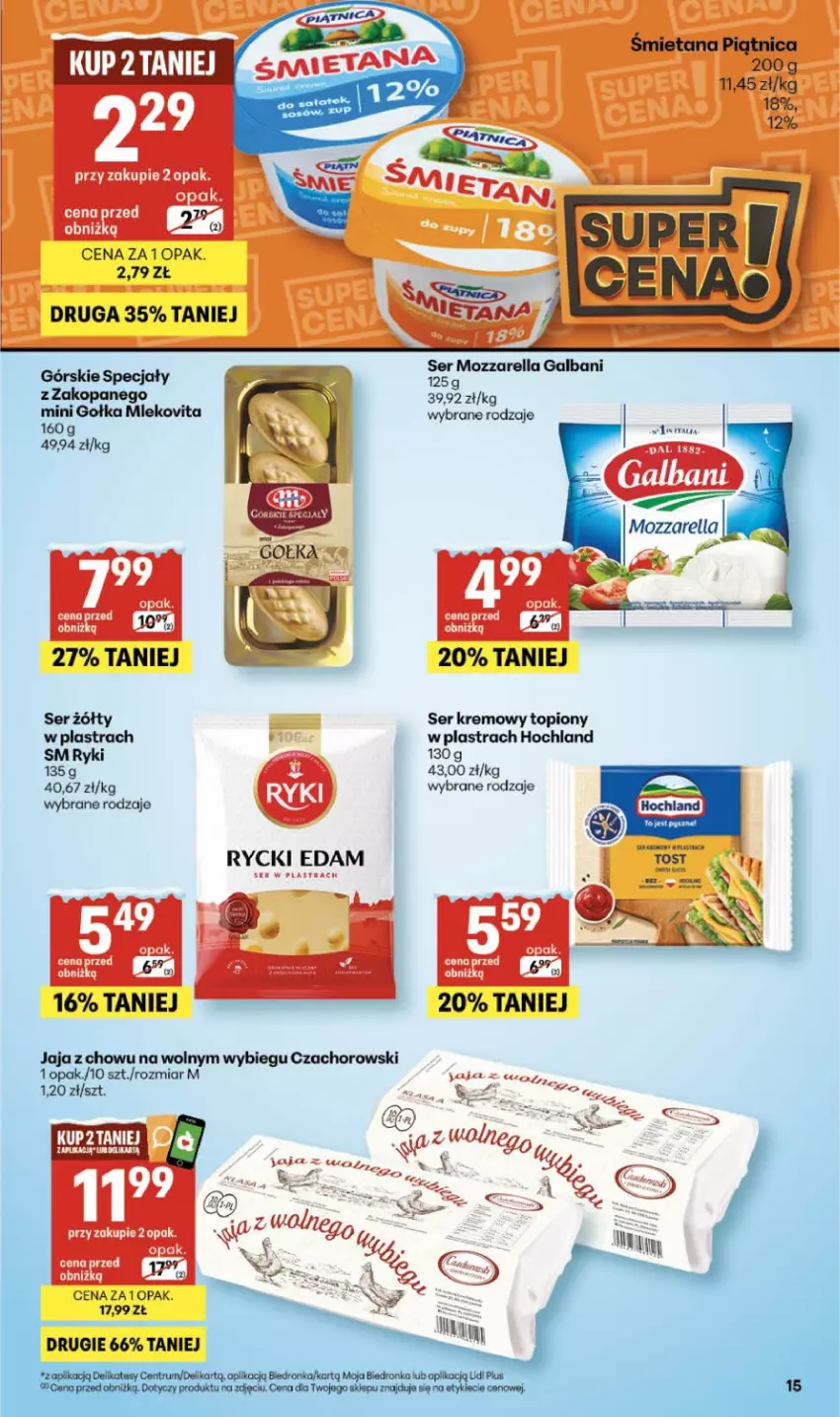Gazetka promocyjna Delikatesy Centrum - Franczyza DC05 Czwartek - ważna 29.01 do 04.02.2026 - strona 15 - produkty: Galbani, Hochland, Mozzarella, Piątnica, Ser, Top