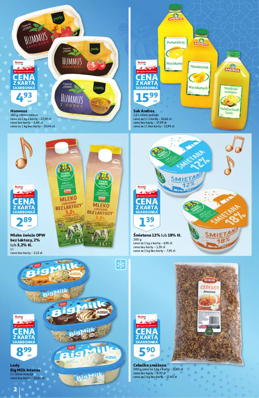 Gazetka promocyjna Auchan - Skarbonka #17 - ważna 29.04 do 05.05.2021 - strona 2 - produkty: Big Milk, Hummus, Lody, Mleko, Mus, Sok