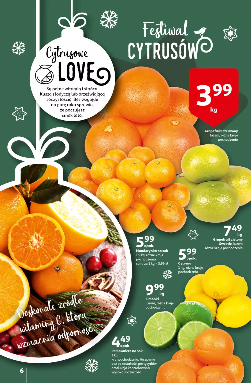 Gazetka promocyjna Auchan - Magia Świąt Hipermarkety - ważna 09.12 do 15.12.2021 - strona 6 - produkty: Pomarańcze, Por, Sok