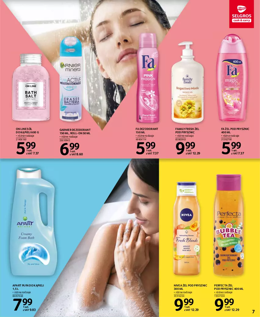 Gazetka promocyjna Selgros - Katalog Uroda - ważna 08.03 do 04.08.2021 - strona 7 - produkty: Dezodorant, Fa, Garnier, Nivea, Perfecta, Płyn do kąpieli, Sól, Sól do kąpieli