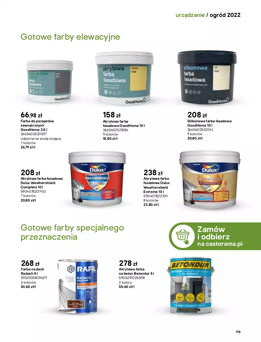 Gazetka promocyjna Castorama - Katalog Ogrody 2022 - ważna 01.03 do 31.10.2022 - strona 115 - produkty: Astor, Dulux, Fa, Ogród, Por, Rama, Sok, Szal