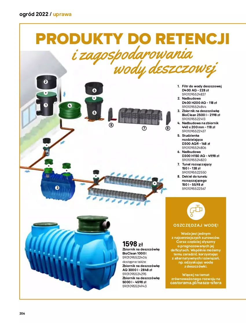 Gazetka promocyjna Castorama - Katalog Ogrody 2022 - ważna 01.03 do 31.10.2022 - strona 206 - produkty: Akumulator, Astor, Ogród, Plecak, Rama, Rura, Tunel, Woda