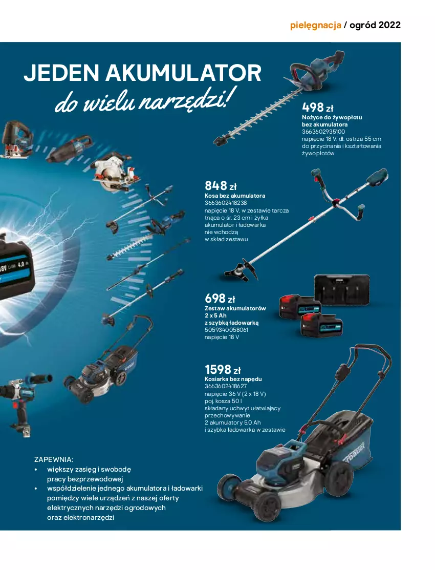 Gazetka promocyjna Castorama - Katalog Ogrody 2022 - ważna 01.03 do 31.10.2022 - strona 227 - produkty: Akumulator, Kosiarka, Kosz, Młot, Młotowiertarka, Noż, Nożyce, Ogród, Szlifierka, Szlifierka kątowa, Tarcza tnąca, Tarka, Top, Walizka, Warka, Wiertarka, Wiertarkowkrętarka, Wkręt, Wkrętarka, Wyrzynarka