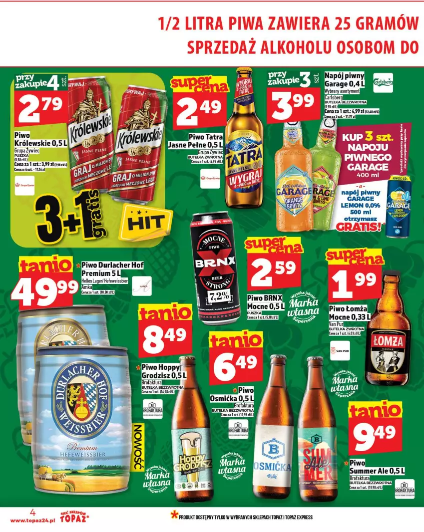 Gazetka promocyjna Topaz - Gazetka - ważna 07.08 do 13.08.2025 - strona 4 - produkty: Gra, LG, Napój, Piwa, Piwo, Top