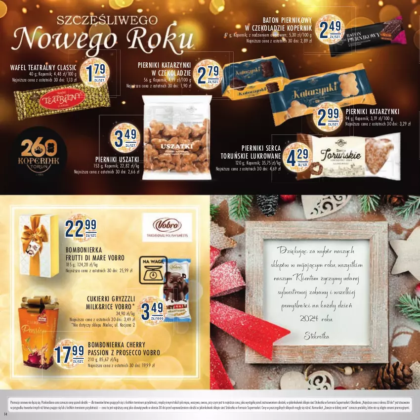 Gazetka promocyjna Stokrotka - Katalog Sylwester - ważna 28.12.2023 do 10.01.2024 - strona 14 - produkty: Baton, Cukier, Cukierki, Gry, Koc, Mięso, Owoce, Piernik, Prosecco, Ser, Warzywa