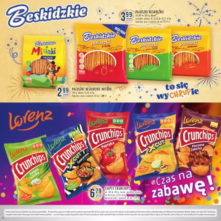 Gazetka promocyjna Stokrotka - Katalog Sylwester - ważna 28.12.2023 do 10.01.2024 - strona 16 - produkty: Aksam, Beskidzki, Chipsy, Crunchips, Lorenz, Mięso, Owoce, Warzywa