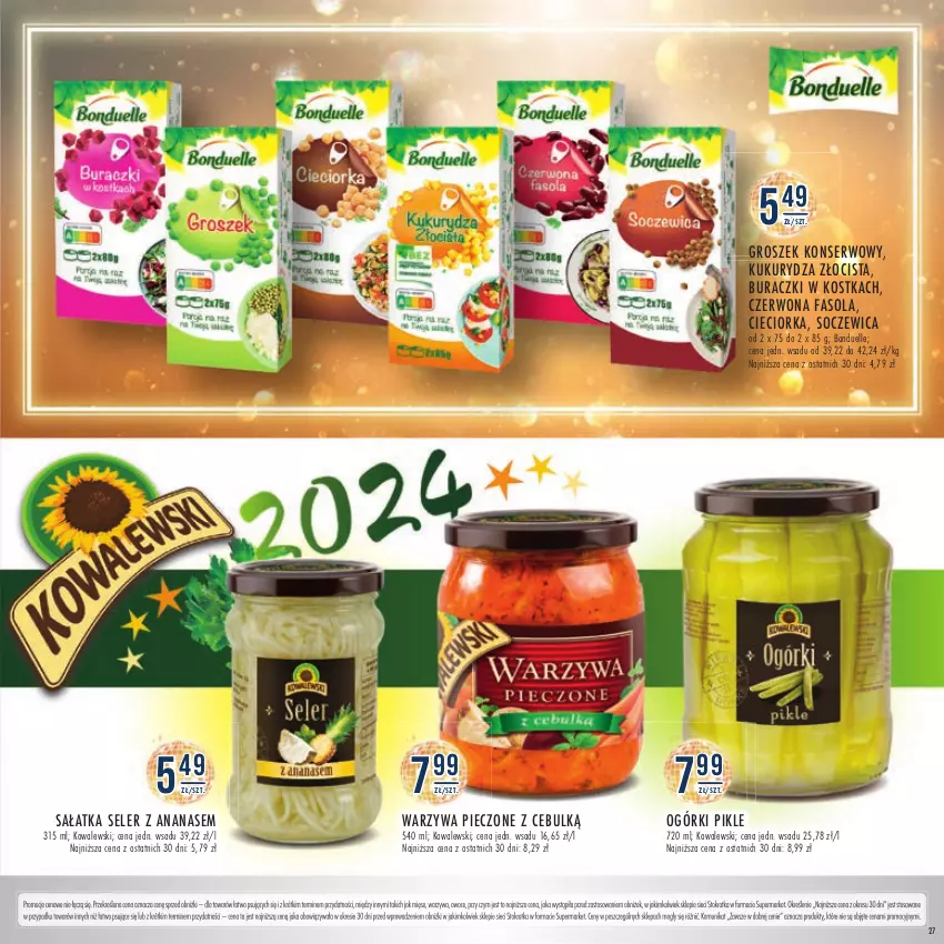 Gazetka promocyjna Stokrotka - Katalog Sylwester - ważna 28.12.2023 do 10.01.2024 - strona 27 - produkty: Ananas, Bonduelle, Buraczki, Cieciorka, Fa, Fasola, Groszek, Kukurydza, Mięso, Orka, Owoce, Piec, Sałat, Sałatka, Ser, Warzywa