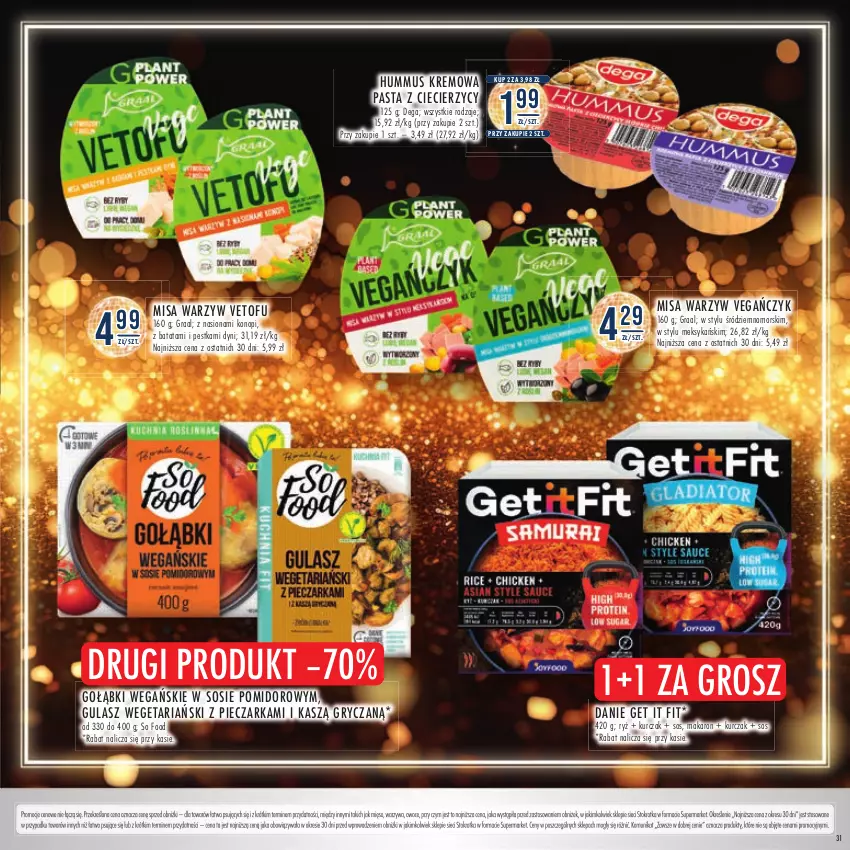 Gazetka promocyjna Stokrotka - Katalog Sylwester - ważna 28.12.2023 do 10.01.2024 - strona 31 - produkty: Dega, Gra, Graal, Gry, Hummus, Kurczak, Makaron, Mięso, Mus, Owoce, Piec, Pieczarka, Ryż, So Food, Sos, Tofu, Warzywa