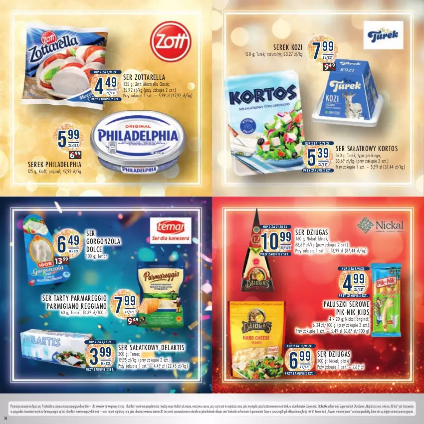 Gazetka promocyjna Stokrotka - Katalog Sylwester - ważna 28.12.2023 do 10.01.2024 - strona 36 - produkty: Gin, Gorgonzola, Mięso, Owoce, Philadelphia, Sałat, Ser, Serek, Warzywa, Zott, Zottarella