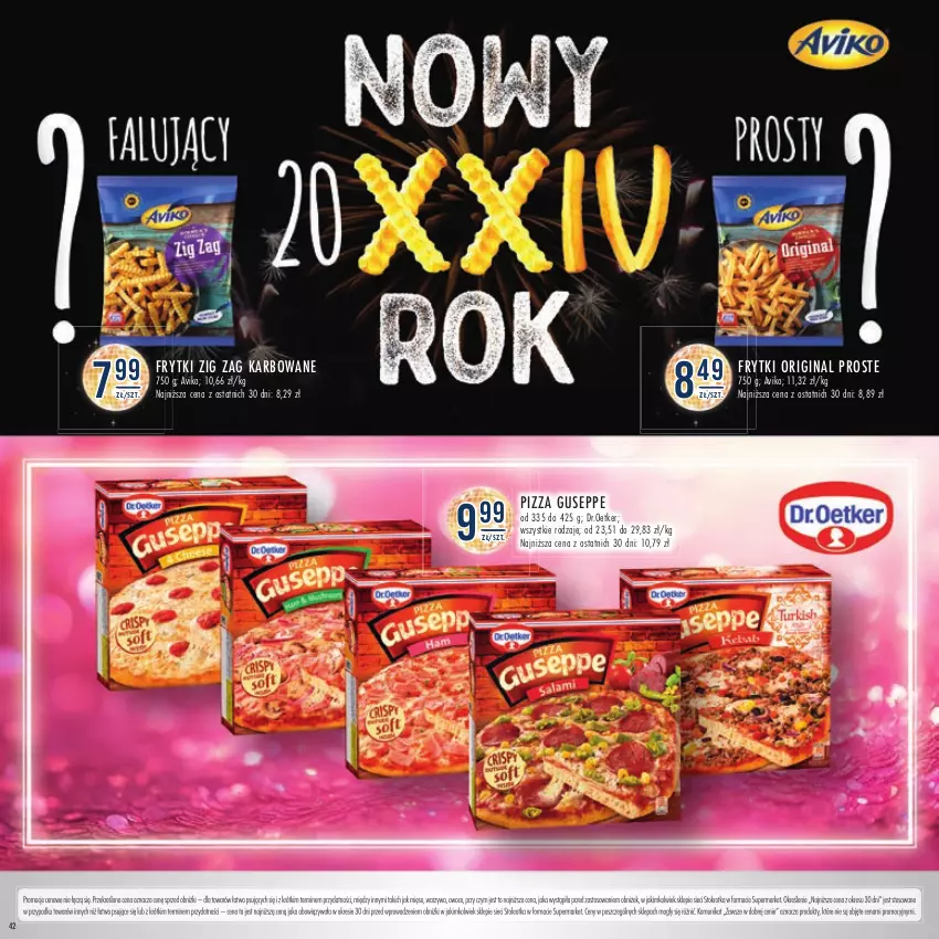 Gazetka promocyjna Stokrotka - Katalog Sylwester - ważna 28.12.2023 do 10.01.2024 - strona 42 - produkty: Frytki, Gin, Mięso, Owoce, Pizza, Warzywa