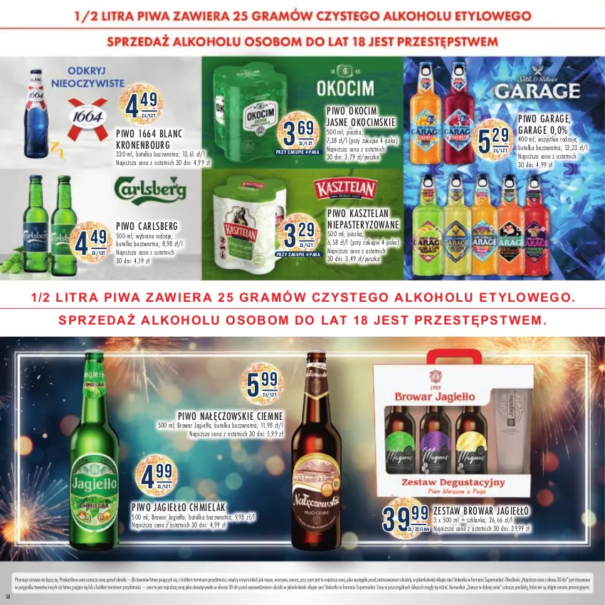 Gazetka promocyjna Stokrotka - Katalog Sylwester - ważna 28.12.2023 do 10.01.2024 - strona 58 - produkty: Carlsberg, Kasztelan, Koc, Mięso, Okocim, Owoce, Piwo, Szklanka, Warzywa