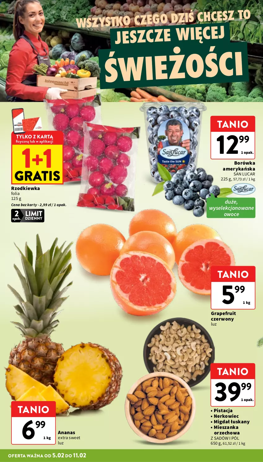 Gazetka promocyjna Intermarche - Gazetka Intermarche - ważna 05.02 do 11.02.2026 - strona 10 - produkty: Ananas, Borówka, Borówka amerykańska, Gra, Mieszanka orzechowa, Owoce, Rzodkiewka