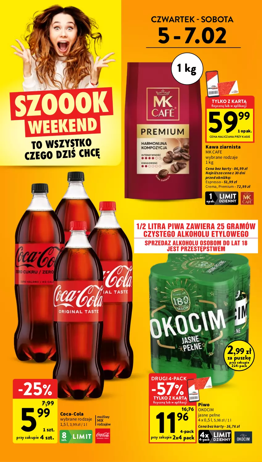 Gazetka promocyjna Intermarche - Gazetka Intermarche - ważna 05.02 do 11.02.2026 - strona 4 - produkty: Coca-Cola, Kawa, Kawa ziarnista, Koc, Okocim, Piwo