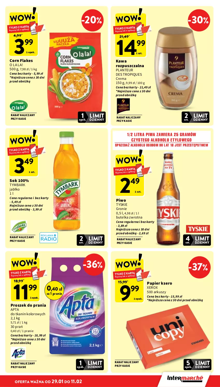 Gazetka promocyjna Intermarche - Gazetka Intermarche - ważna 05.02 do 11.02.2026 - strona 9 - produkty: Corn flakes, Gra, Kawa, Kawa rozpuszczalna, Papier, Piwa, Piwo, Proszek do prania, Ser, Sok, Tymbark, Tyskie