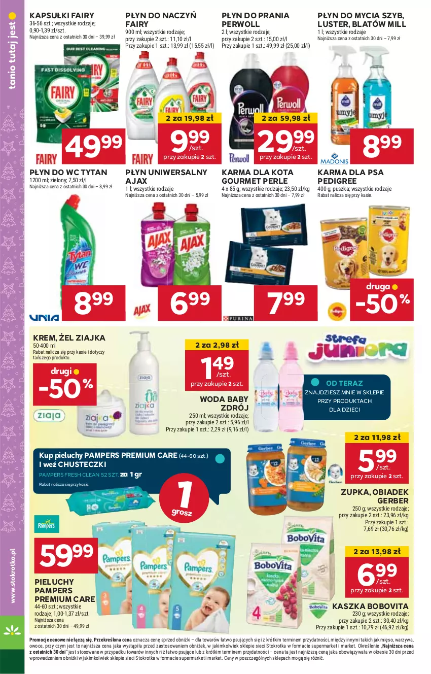 Gazetka promocyjna Stokrotka - Supermarket Opole/Radom - ważna 12.12 do 18.12.2024 - strona 46 - produkty: Ajax, BoboVita, Chusteczki, Dzieci, Fa, Fairy, Gerber, HP, Pampers, Pedigree, Perwoll, Pieluchy, Płyn do mycia, Płyn do prania, Płyn do wc, Tera, Tytan, Woda, Ziajka