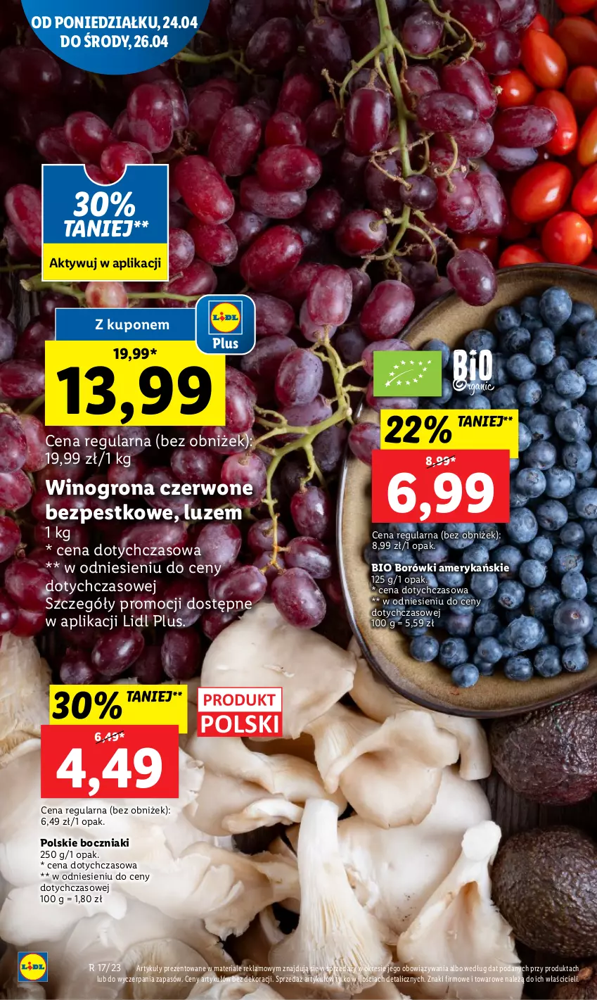 Gazetka promocyjna Lidl - GAZETKA - ważna 24.04 do 26.04.2023 - strona 18 - produkty: Boczniak, Wino, Winogrona