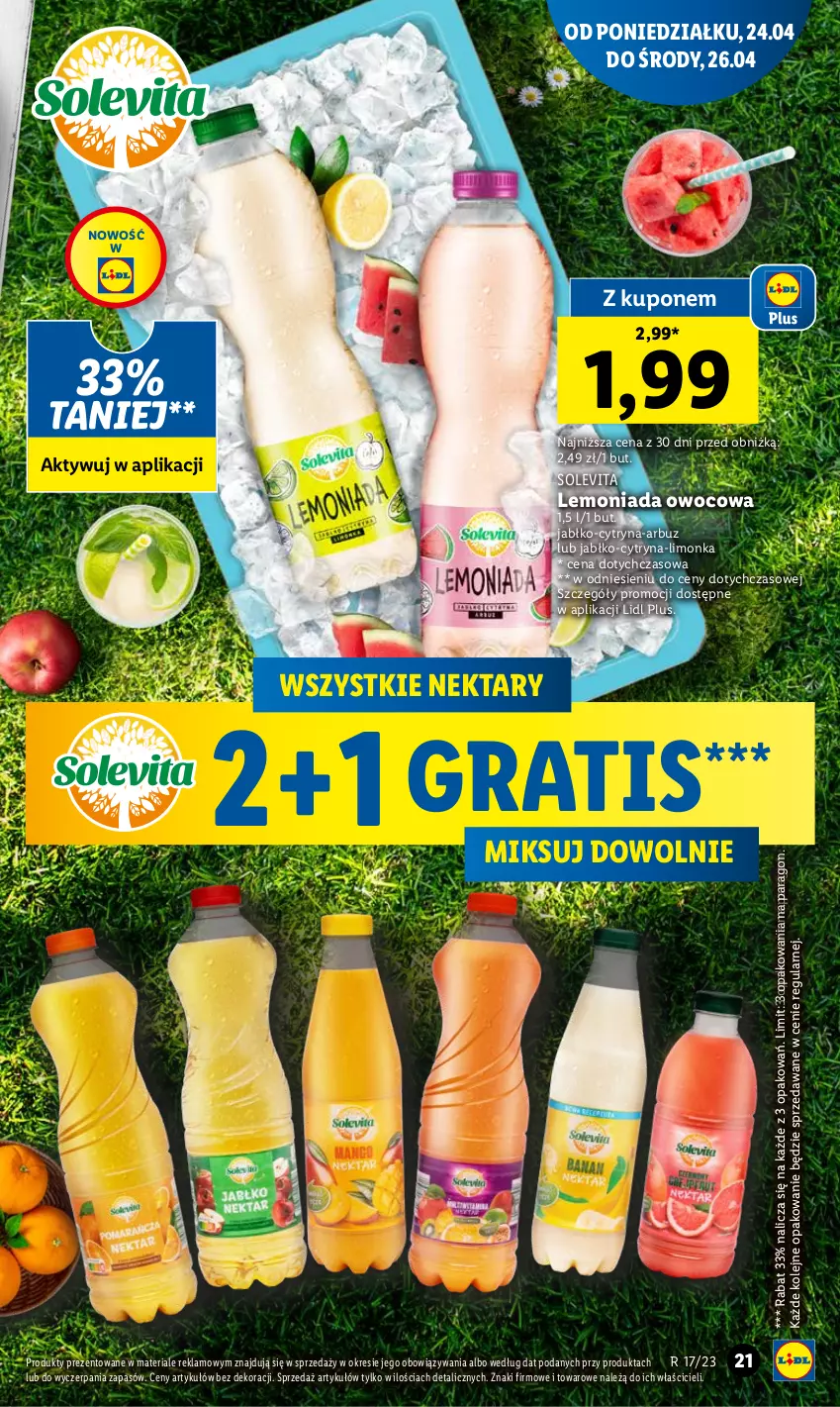 Gazetka promocyjna Lidl - GAZETKA - ważna 24.04 do 26.04.2023 - strona 29 - produkty: Arbuz, Gra, Lemoniada, Limonka, Nektar, Olej